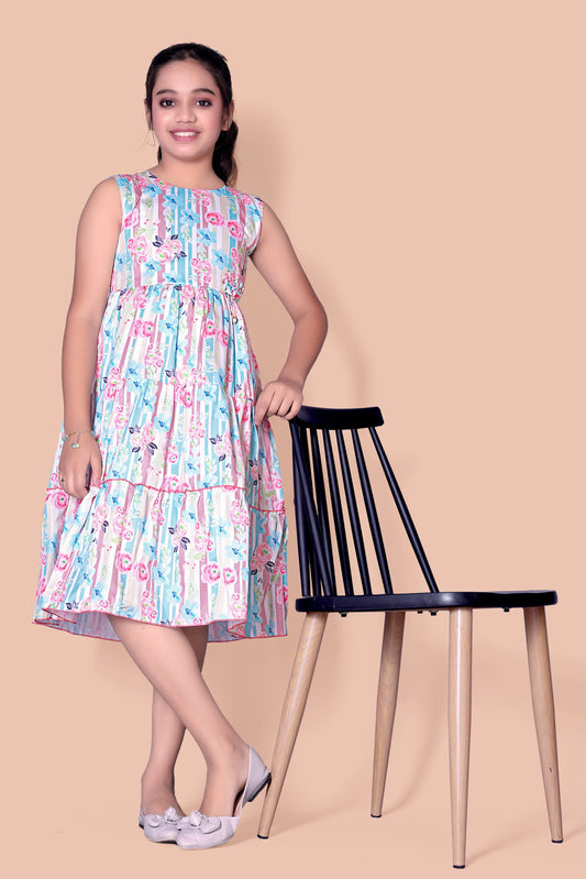 Flower printed Two Layered Frock