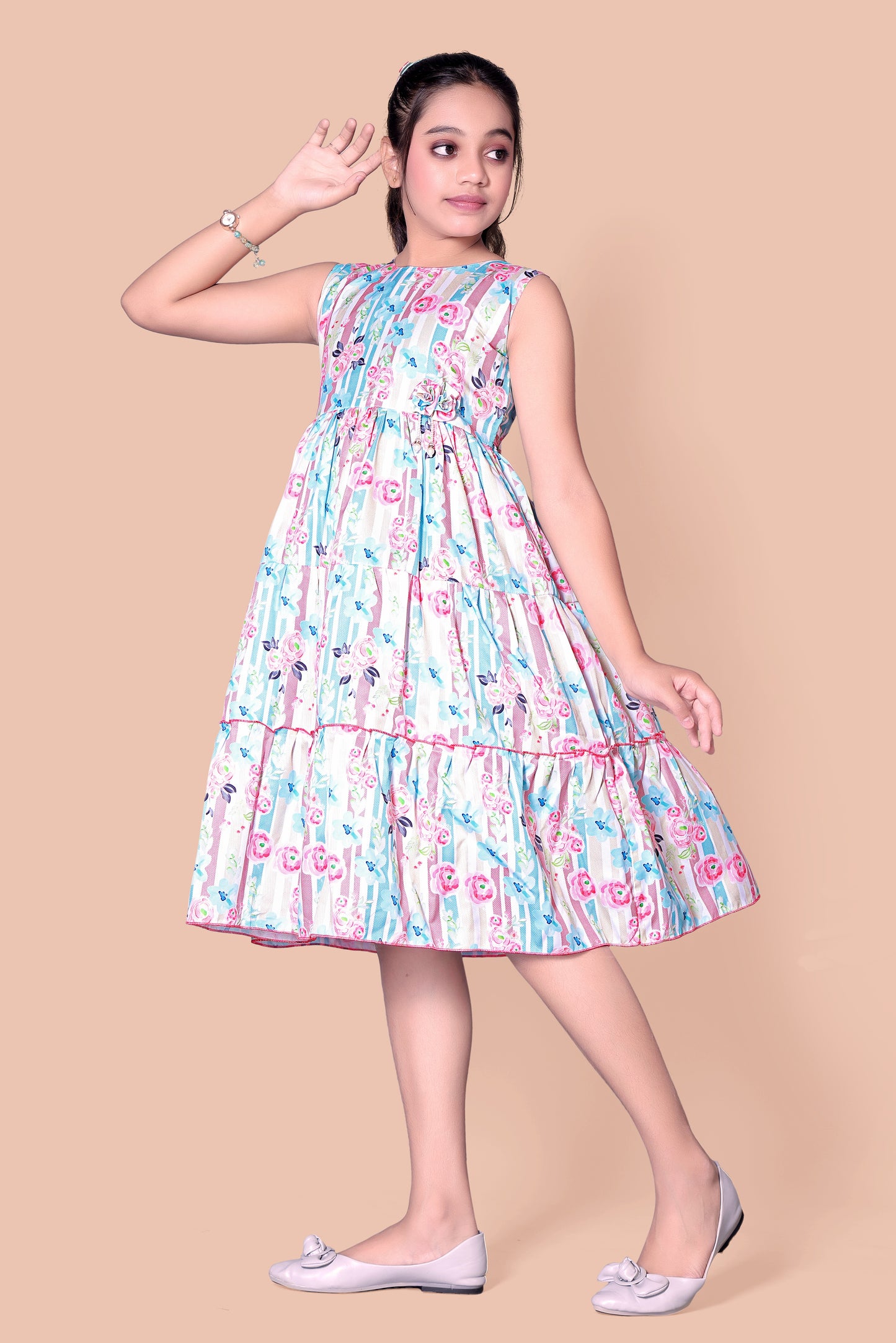 Flower printed Two Layered Frock