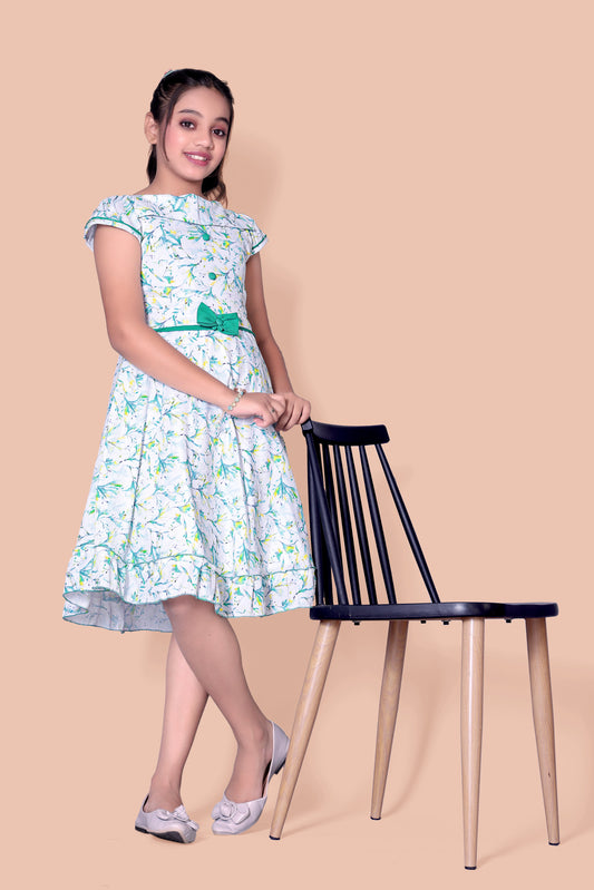 White And Green Colour Frock