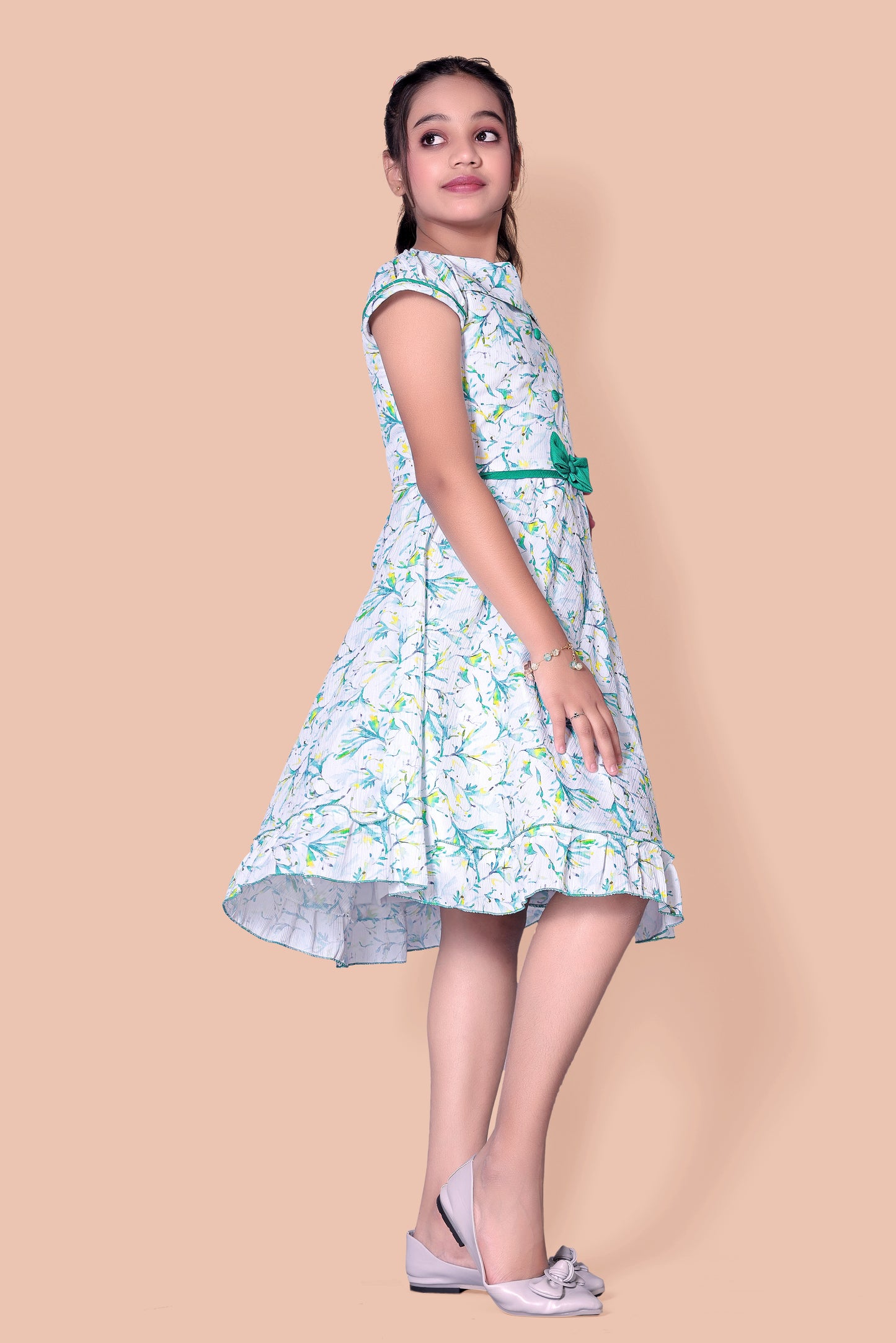 White And Green Colour Frock