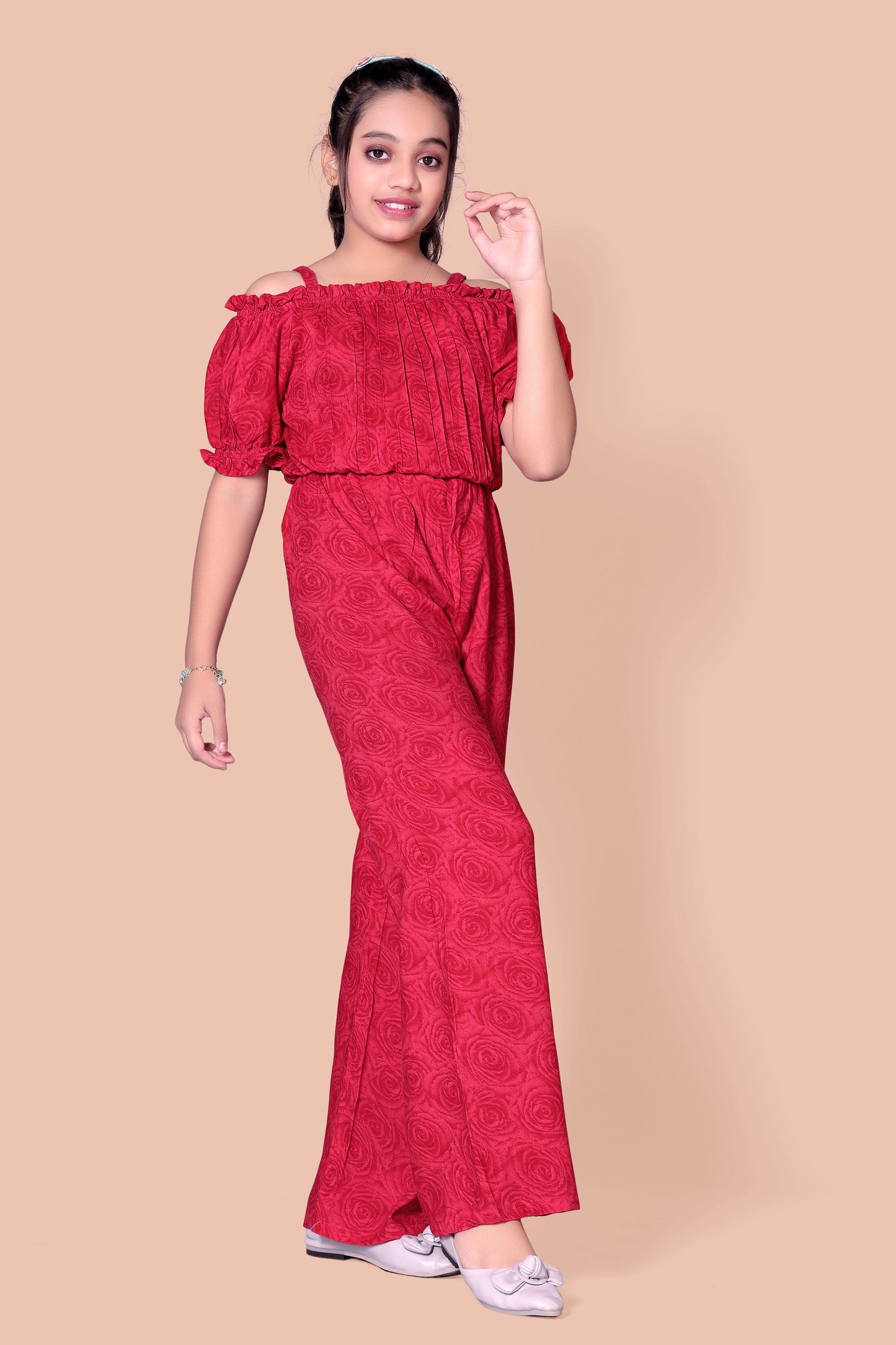 Pure Rayon Dark Red Colour Jumpsuit