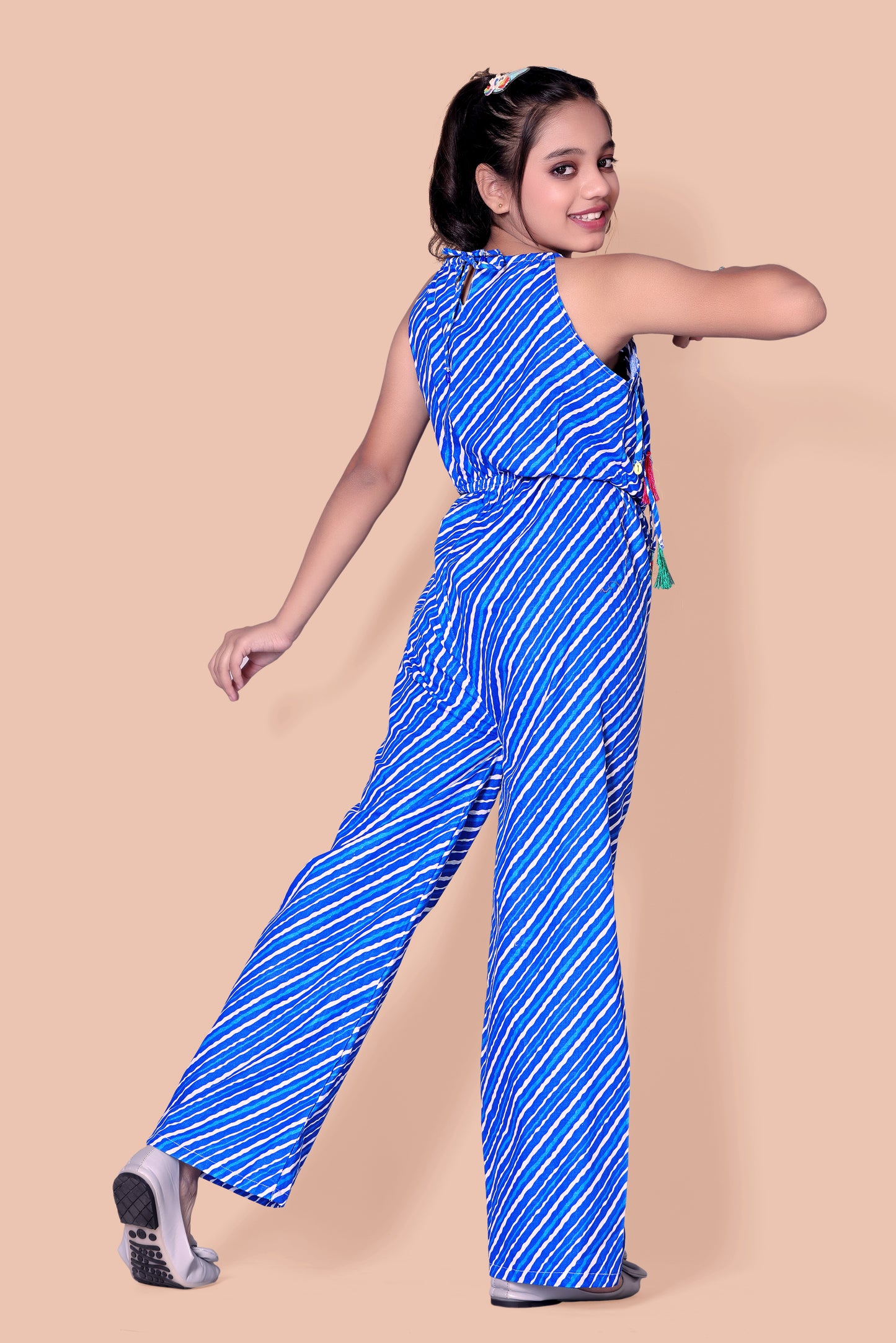 Cotton Blue Colour Girls Jumpsuit