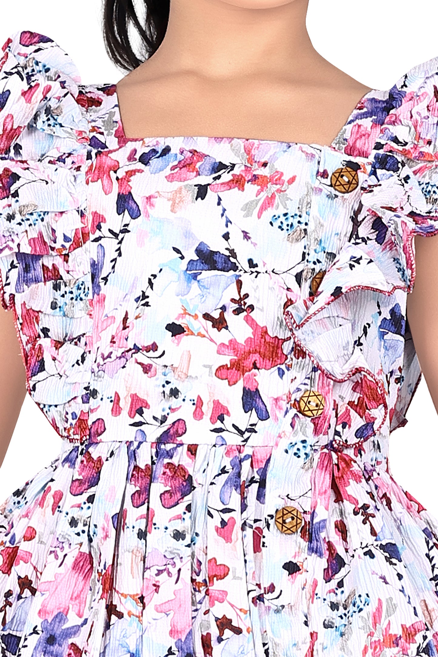 Pink crush ruffled sleeve dress