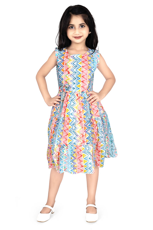 Multicolour zigzag line frock