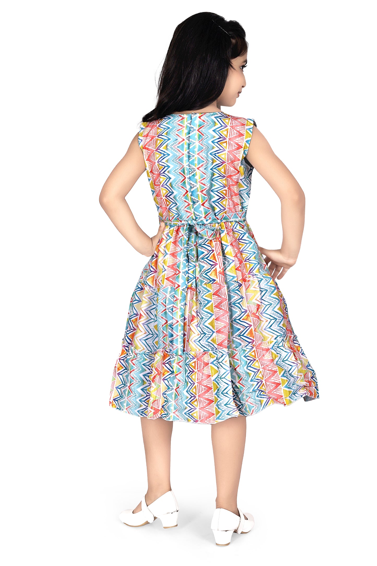 Multicolour zigzag line frock