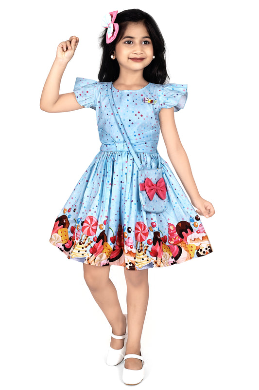 Sky blue ice-cream print dress