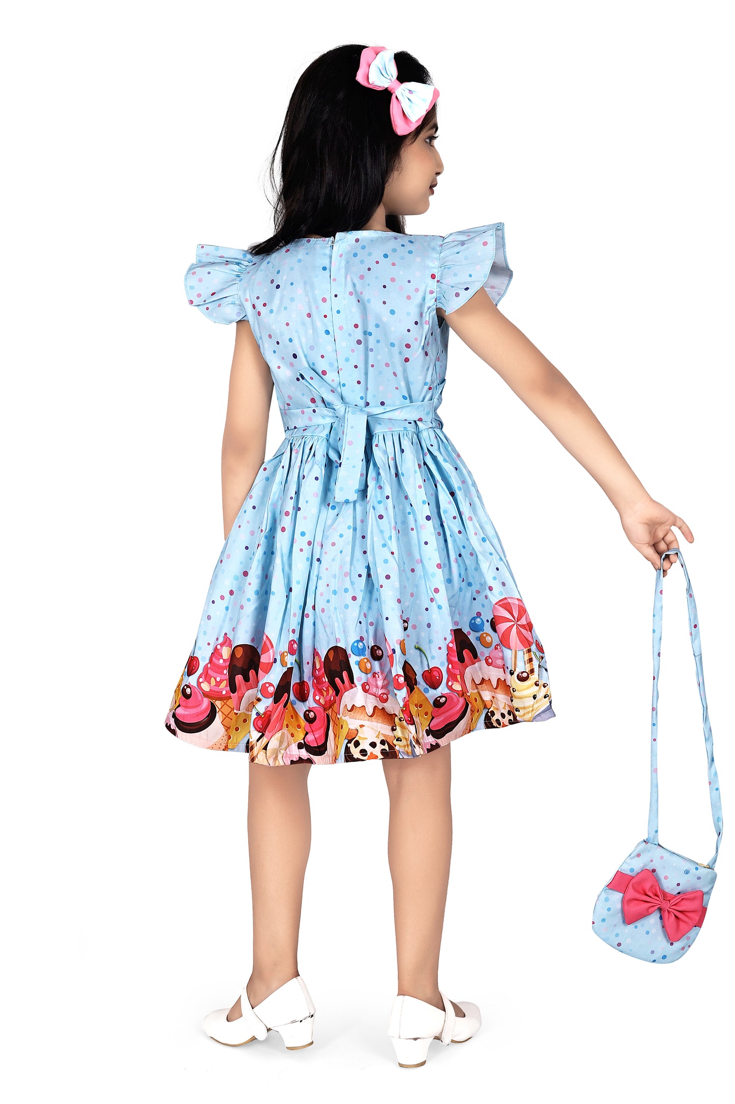 Sky blue ice-cream print dress
