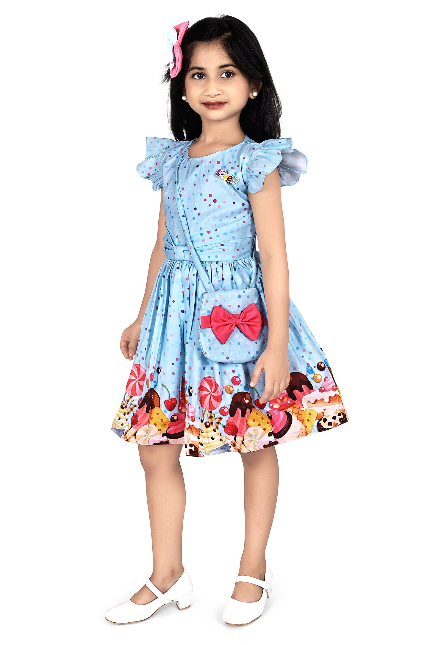 Sky blue ice-cream print dress
