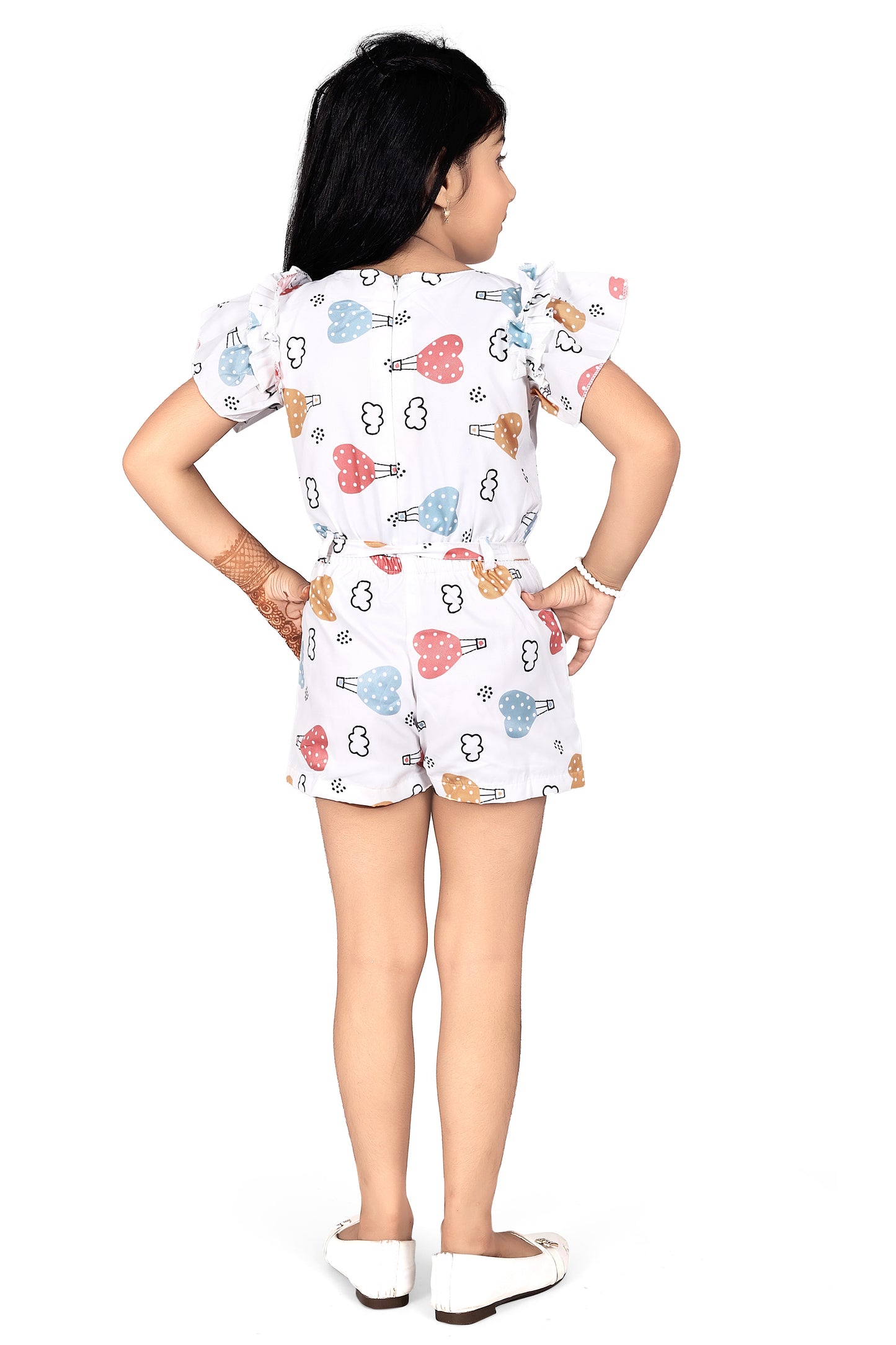 Hot air balloon printed short jumpsuit