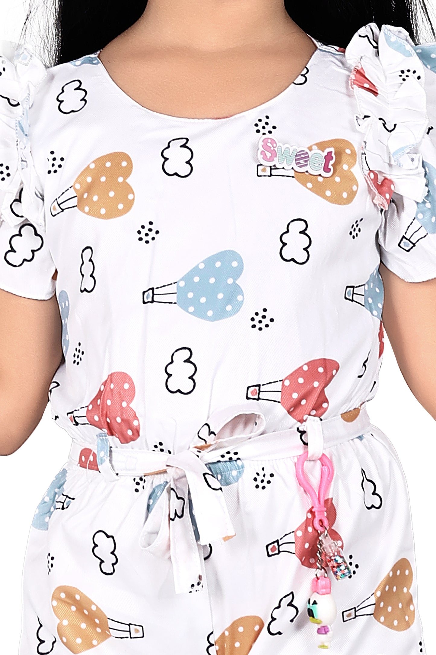 Hot air balloon printed short jumpsuit