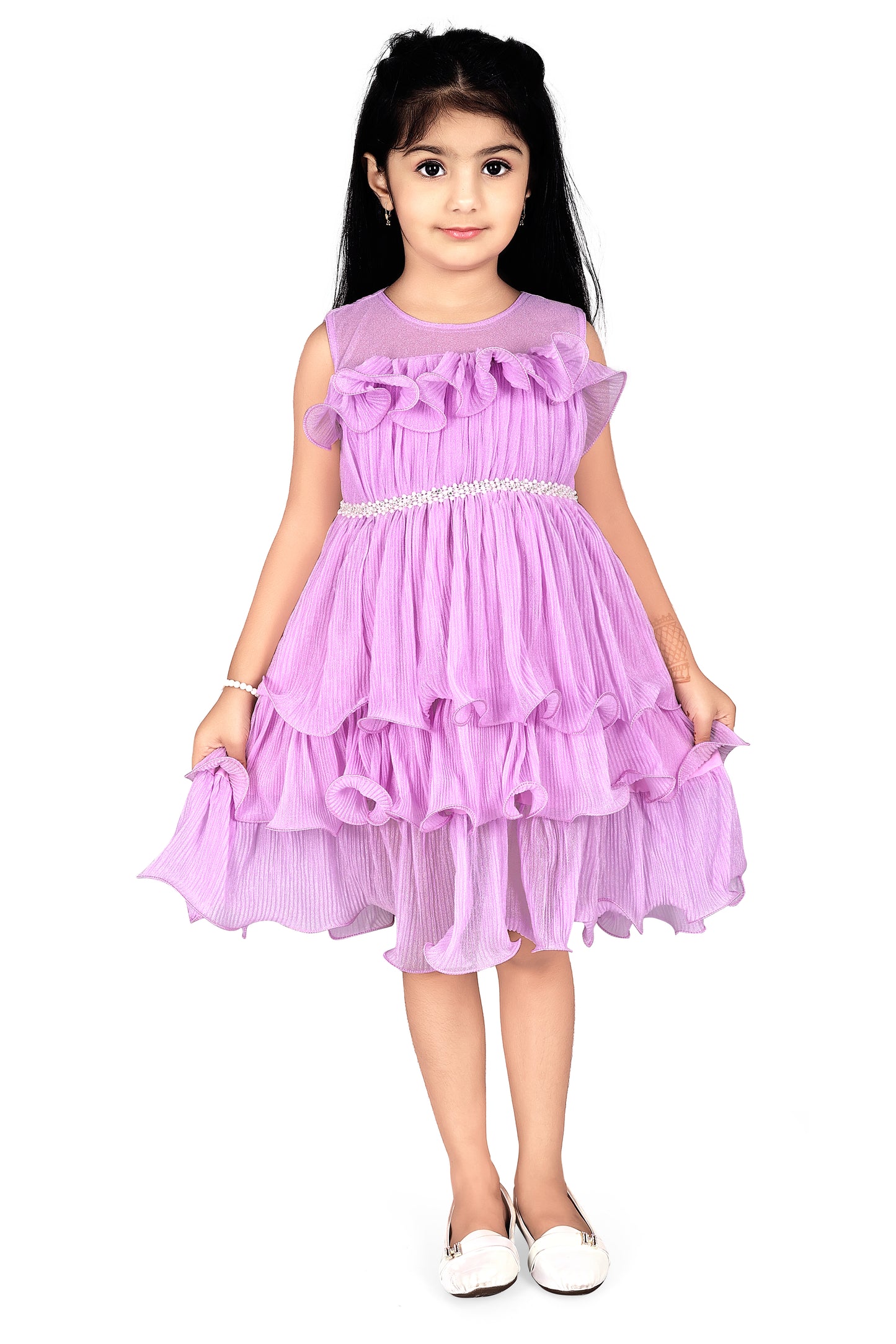 lavender pleated frill dress