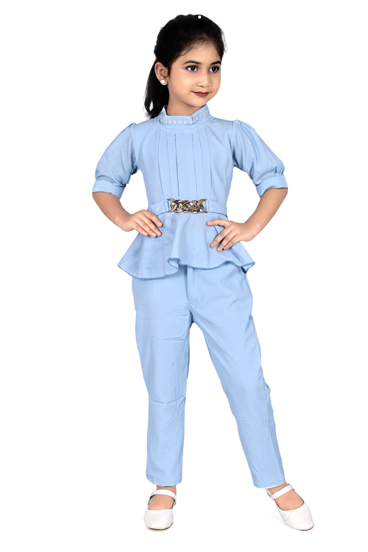 Solid sky blue cord set