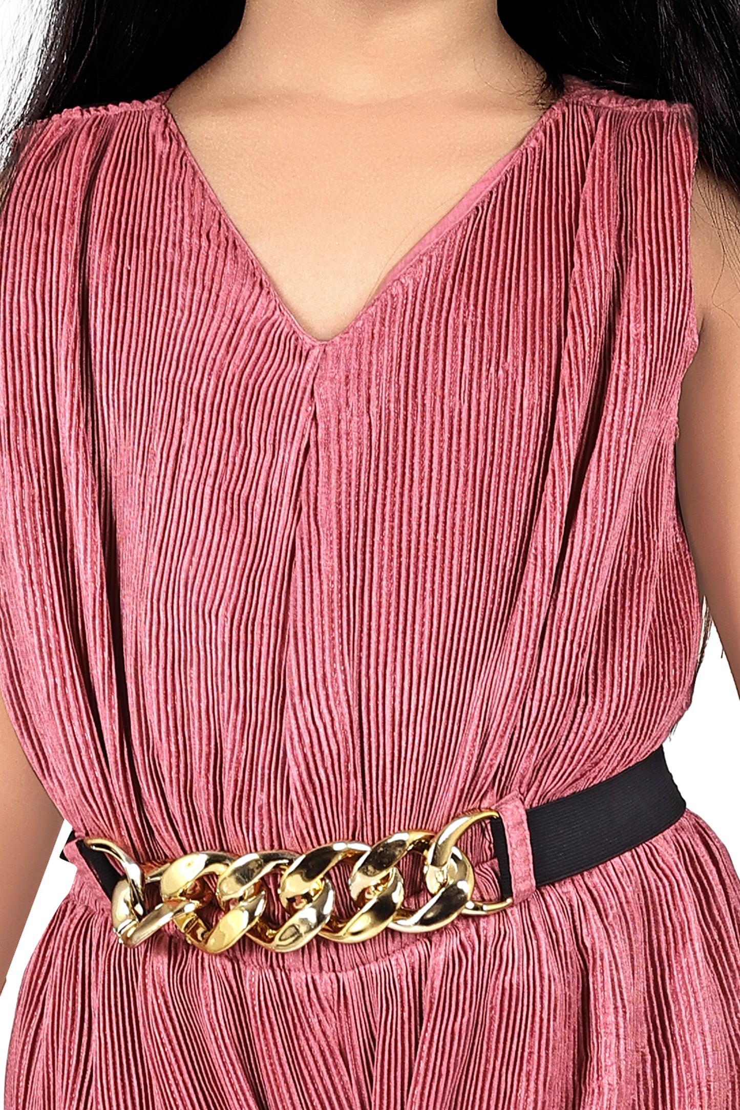Rose Gold Pleated Jumpsuit
